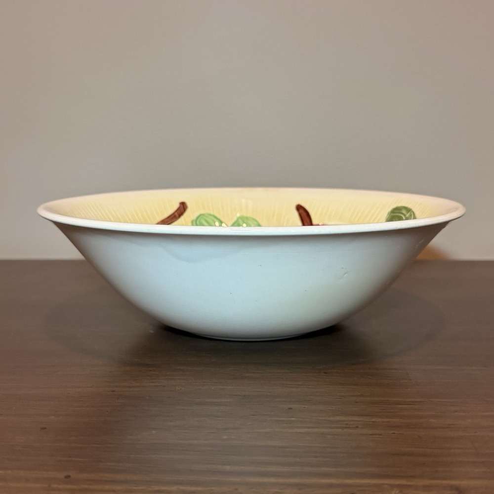 Vintage Corona Japan Fruit Bowl 9" Hand Painted Apple Grapes Cottagecore Country - Picture 4 of 7